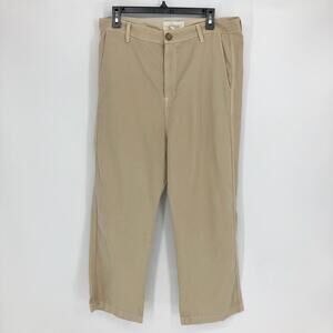 THE GREAT Womens Dress Pants 12/31 Khaki 100% Cotton Flat Straight Trouser NWOT